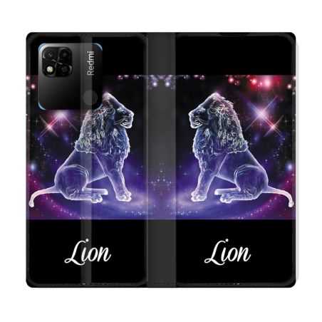 Housse cuir portefeuille Pour Xiaomi Redmi 10A Signe Zodiaque 2 Lion