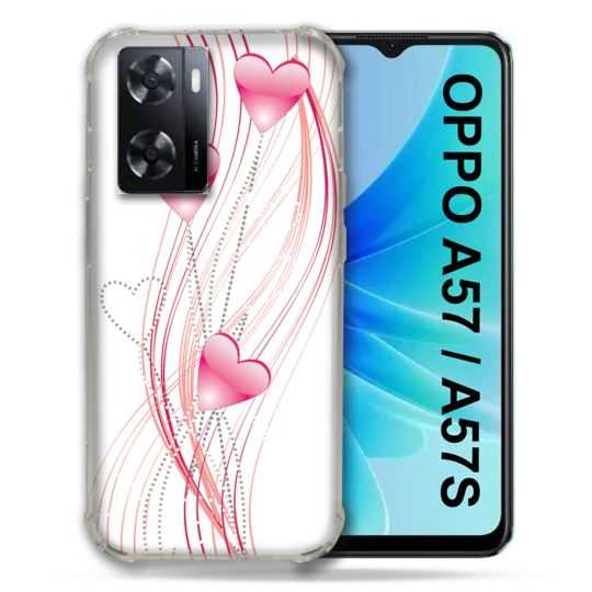 Coque Pour Oppo A57 / A57S Amour Coeur Rose Montant sur Blanc
