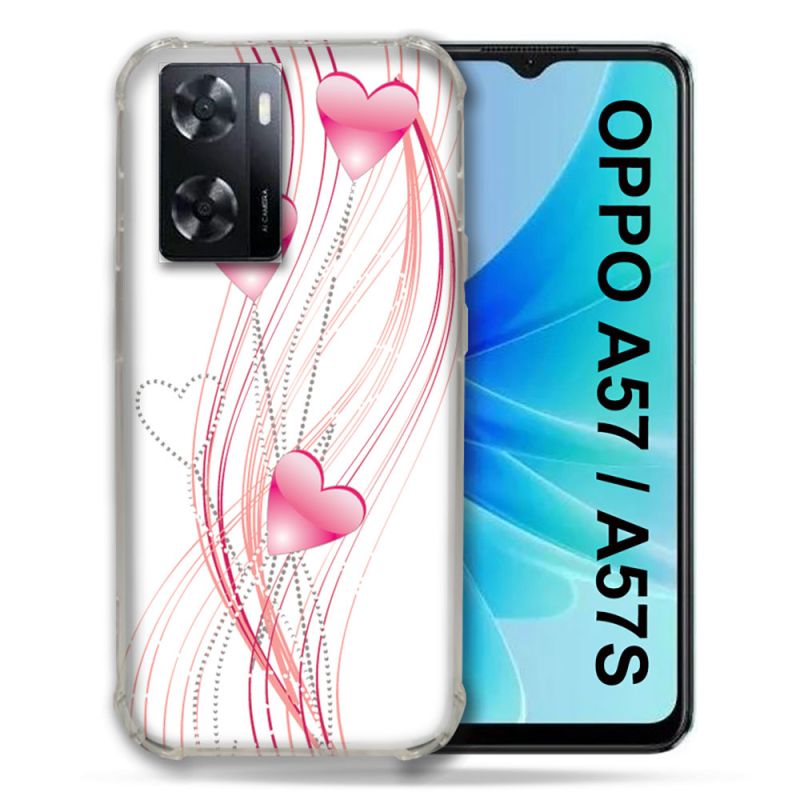 Coque Pour Oppo A57 / A57S Amour Coeur Rose Montant sur Blanc