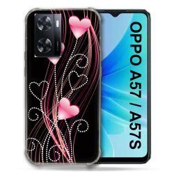 Coque Pour Oppo A57 / A57S Amour Coeur Rose Montant sur Noir