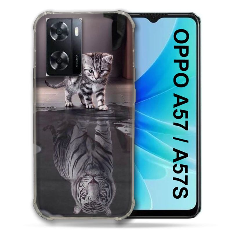 Coque Pour Oppo A57 / A57S Animal Chat Reflet