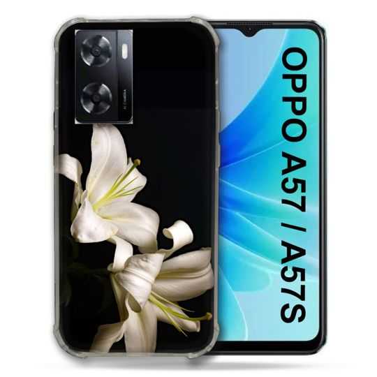 Coque Pour Oppo A57 / A57S Fleur Lys Noir