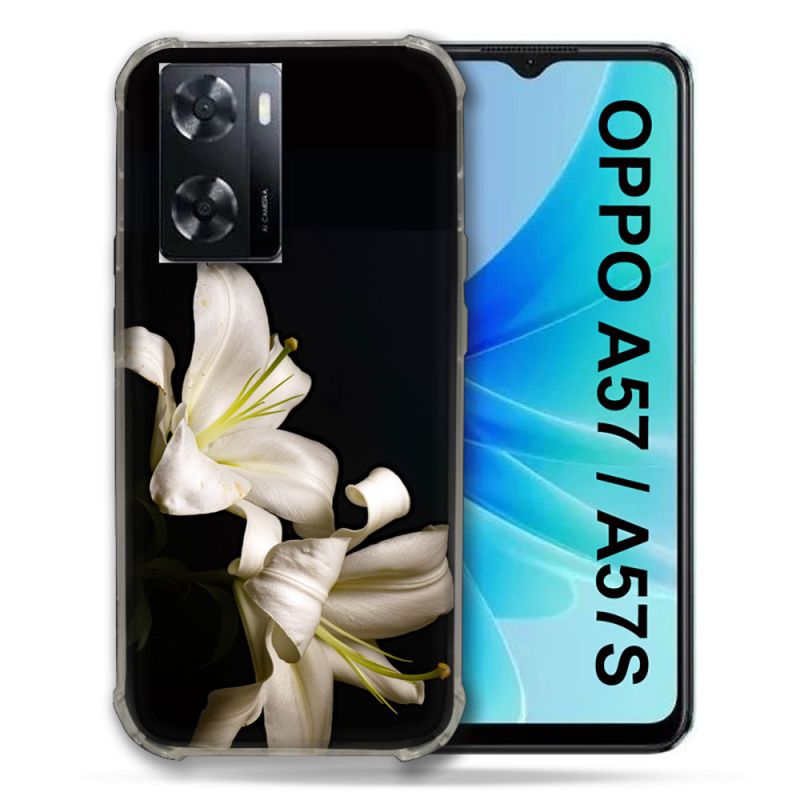 Coque Pour Oppo A57 / A57S Fleur Lys Noir