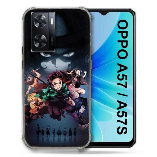 Coque Pour Oppo A57 / A57S Manga Demon Slayer Noir