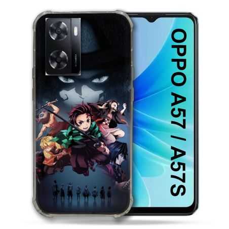 Coque Pour Oppo A57 / A57S Manga Demon Slayer Noir