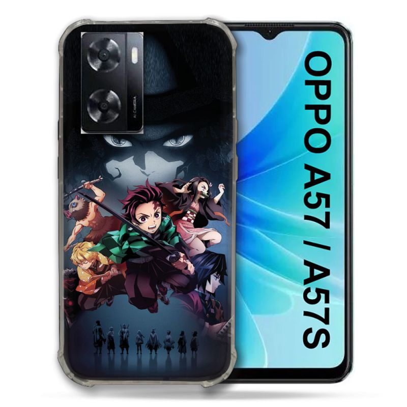 Coque Pour Oppo A57 / A57S Manga Demon Slayer Noir