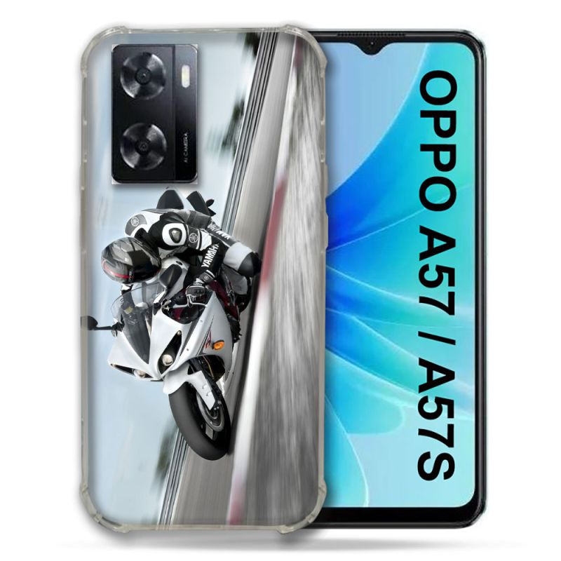 Coque Pour Oppo A57 / A57S Moto Course GP Blanche