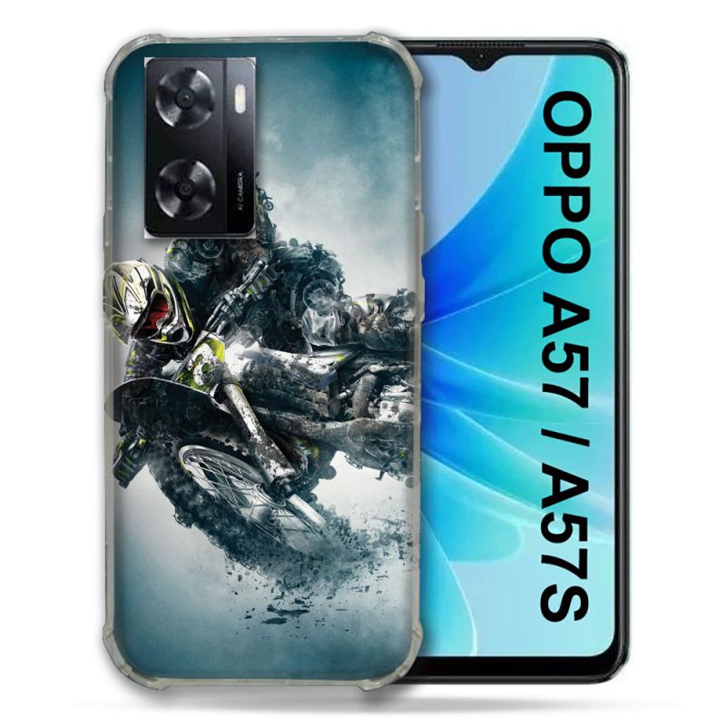 Coque Pour Oppo A57 / A57S Moto Cross Ombre