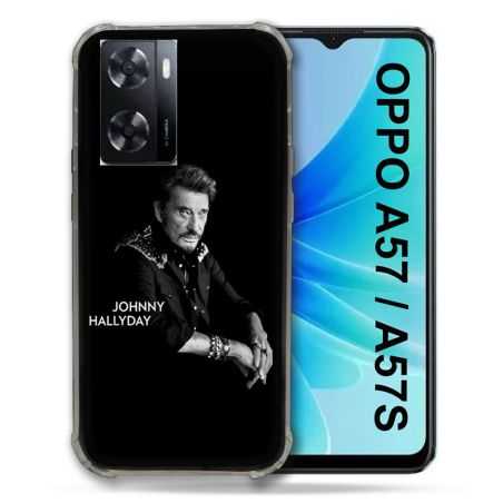 Coque Pour Oppo A57 / A57S Musique Johnny Hallyday Noir