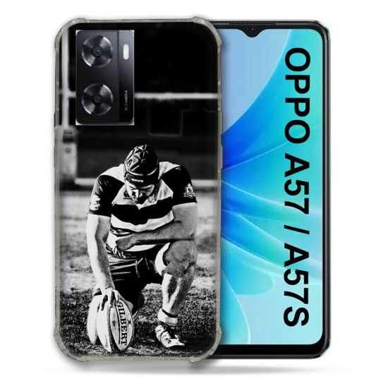 Coque Pour Oppo A57 / A57S Sport Rugby Noir Blanc