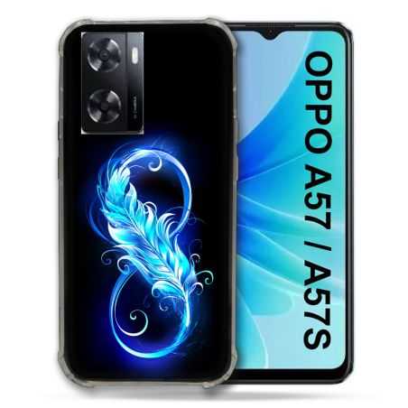 Coque Pour Oppo A57 / A57S Texture Plume Infini Bleu