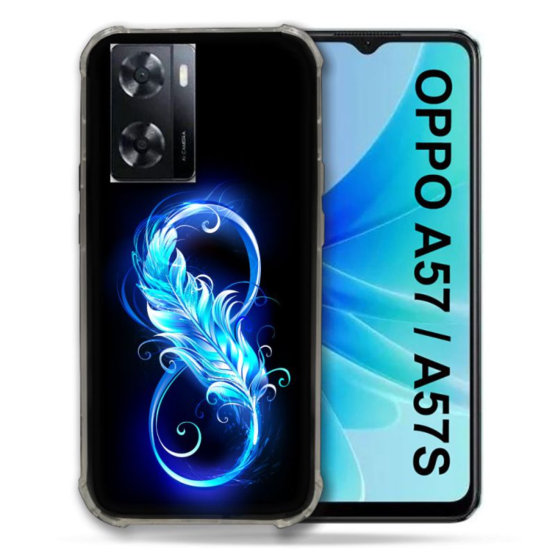 Coque Pour Oppo A57 / A57S Texture Plume Infini Bleu