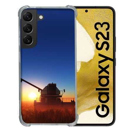 Coque Renforcée En Verre Trempé Pour Samsung Galaxy S23 Agriculture Moissonneuse Soleil