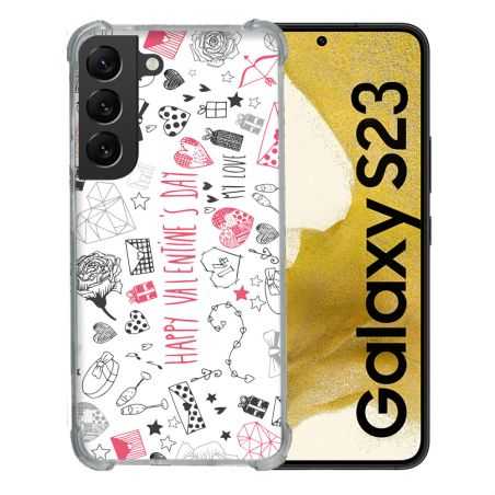 Coque Renforcée En Verre Trempé Pour Samsung Galaxy S23 Amour Valentines
