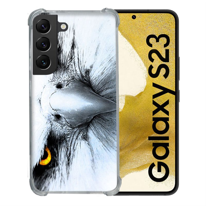 Coque Renforcée En Verre Trempé Pour Samsung Galaxy S23 Animal Aigle Royal Blanc
