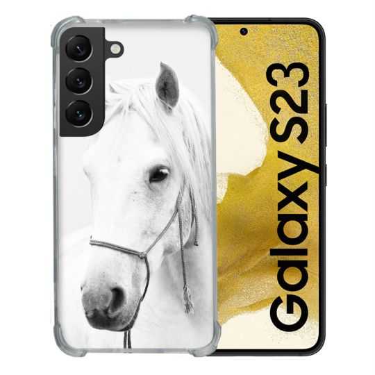 Coque Renforcée En Verre Trempé Pour Samsung Galaxy S23 Animal Cheval Cristal