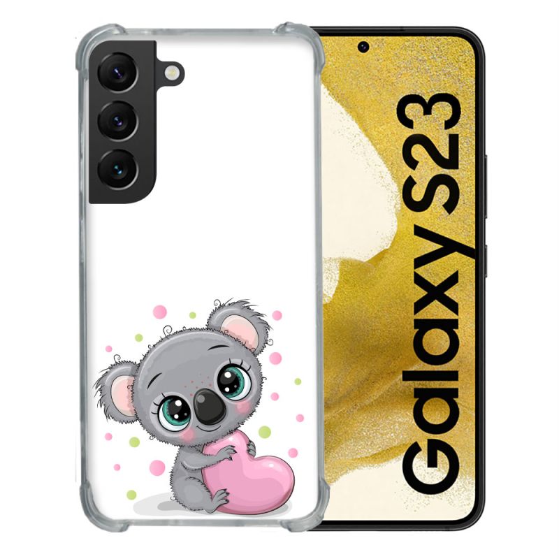 Coque Renforcée En Verre Trempé Pour Samsung Galaxy S23 Animal Koala Cœur