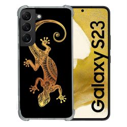 Coque Renforcée En Verre Trempé Pour Samsung Galaxy S23 Animal Lezard Noir