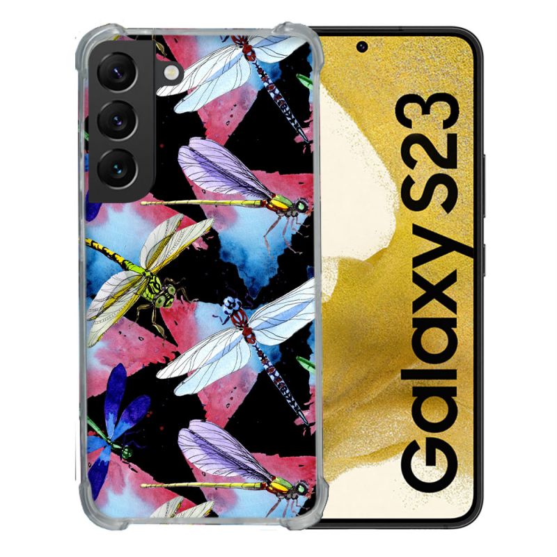 Coque Renforcée En Verre Trempé Pour Samsung Galaxy S23 Animal Libellule