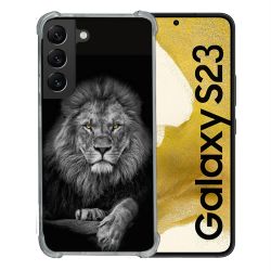 Coque Renforcée En Verre Trempé Pour Samsung Galaxy S23 Animal Lion Majestueux