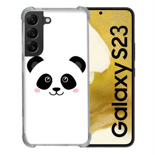 Coque Renforcée En Verre Trempé Pour Samsung Galaxy S23 Animal Panda Blanc
