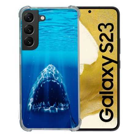 Coque Renforcée En Verre Trempé Pour Samsung Galaxy S23 Animal Requin Dent