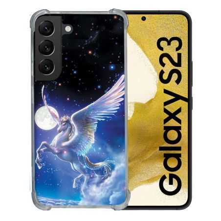 Coque Renforcée En Verre Trempé Pour Samsung Galaxy S23 Fantastique Licorne Céleste
