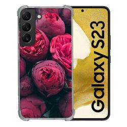 Coque Renforcée En Verre Trempé Pour Samsung Galaxy S23 Fleur Pivoine