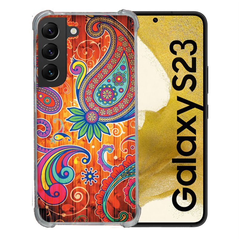 Coque Renforcée En Verre Trempé Pour Samsung Galaxy S23 Fleur Psychedelic