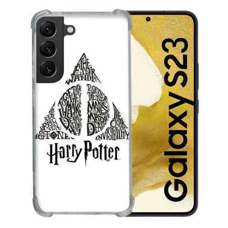 Coque Renforcée En Verre Trempé Pour Samsung Galaxy S23 Harry Potter Hollows triangle Blanc