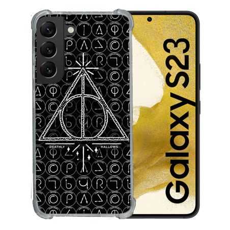 Coque Renforcée En Verre Trempé Pour Samsung Galaxy S23 Harry Potter Hollows Triangle Noir