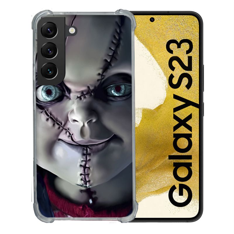 Coque Renforcée En Verre Trempé Pour Samsung Galaxy S23 Horreur Chucky Cicatrice