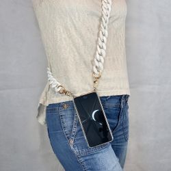 Coque Renforcée En Verre Trempé Pour Samsung Galaxy S23 Lanière / Bandoulière / Cordon Anneaux Blanc