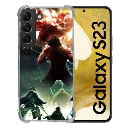 Coque Renforcée En Verre Trempé Pour Samsung Galaxy S23 Manga Attaque Titans Combat