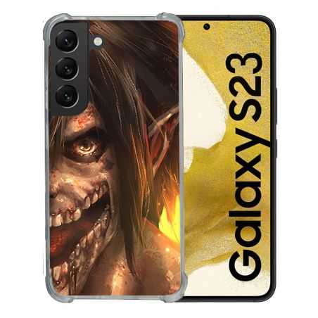 Coque Renforcée En Verre Trempé Pour Samsung Galaxy S23 Manga Attaque Titans Eren Titan