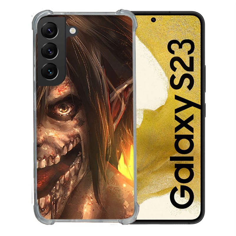 Coque Renforcée En Verre Trempé Pour Samsung Galaxy S23 Manga Attaque Titans Eren Titan