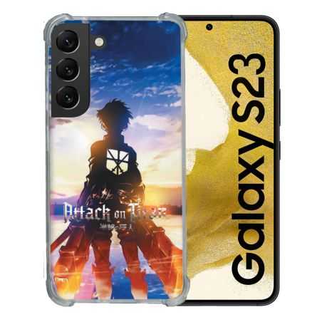 Coque Renforcée En Verre Trempé Pour Samsung Galaxy S23 Manga Attaque Titans Soleil