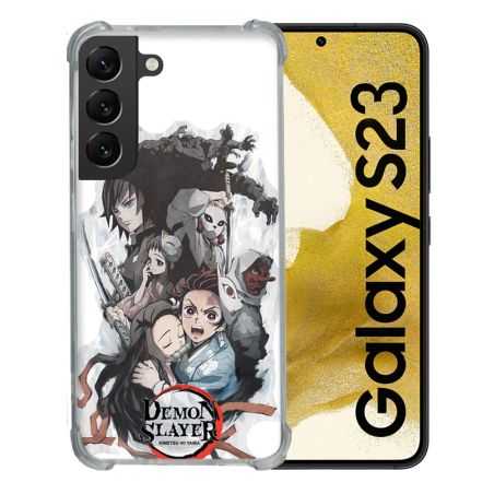 Coque Renforcée En Verre Trempé Pour Samsung Galaxy S23 Manga Demon Slayer Blanc