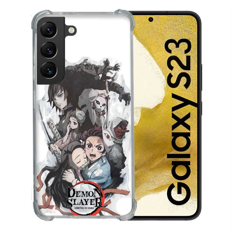 Coque Renforcée En Verre Trempé Pour Samsung Galaxy S23 Manga Demon Slayer Blanc
