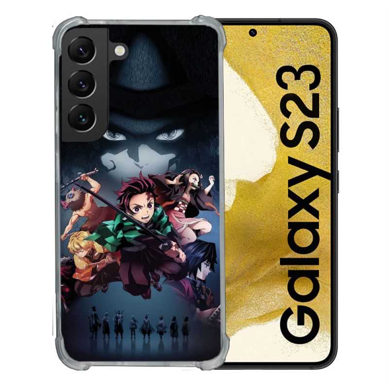 Coque Renforcée En Verre Trempé Pour Samsung Galaxy S23 Manga Demon Slayer Noir
