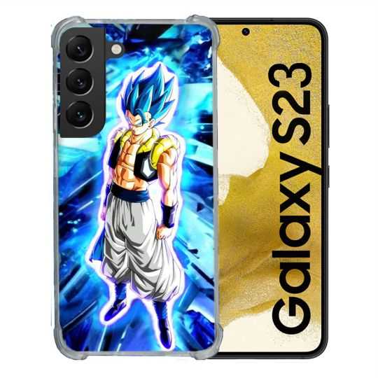 Coque Renforcée En Verre Trempé Pour Samsung Galaxy S23 Manga Dragon Ball Gogeta Lumiere