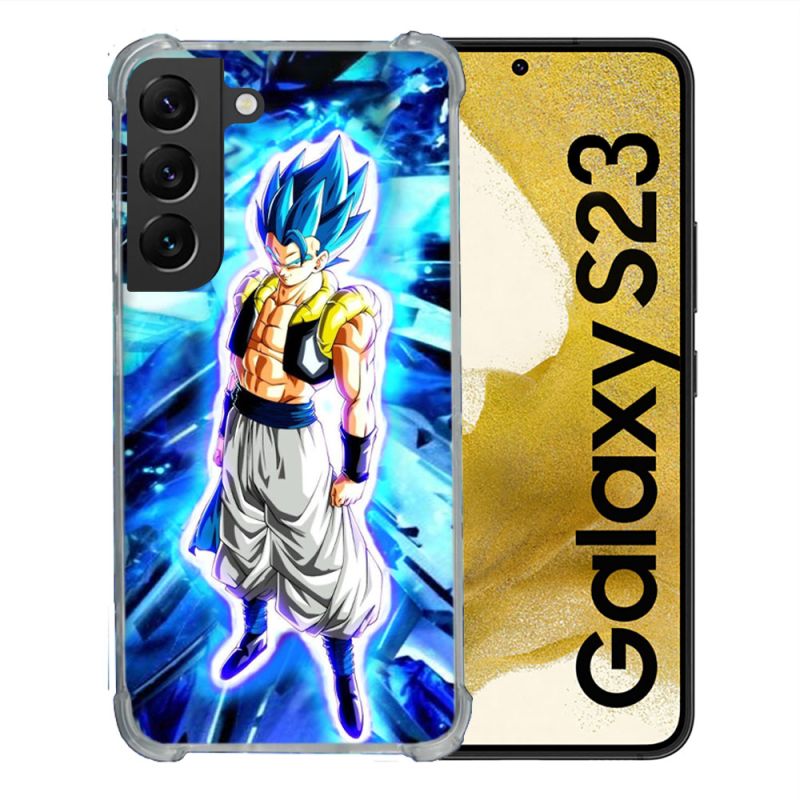 Coque Renforcée En Verre Trempé Pour Samsung Galaxy S23 Manga Dragon Ball Gogeta Lumiere
