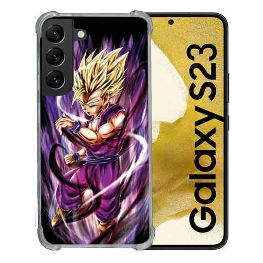 Coque Renforcée En Verre Trempé Pour Samsung Galaxy S23 Manga Dragon Ball Sangohan Violet