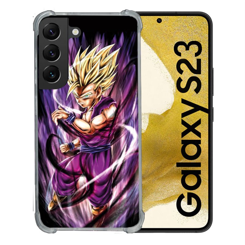 Coque Renforcée En Verre Trempé Pour Samsung Galaxy S23 Manga Dragon Ball Sangohan Violet