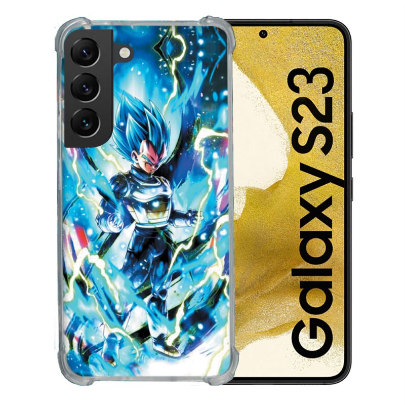 Coque Renforcée En Verre Trempé Pour Samsung Galaxy S23 Manga Dragon Ball Vegeta Bleu