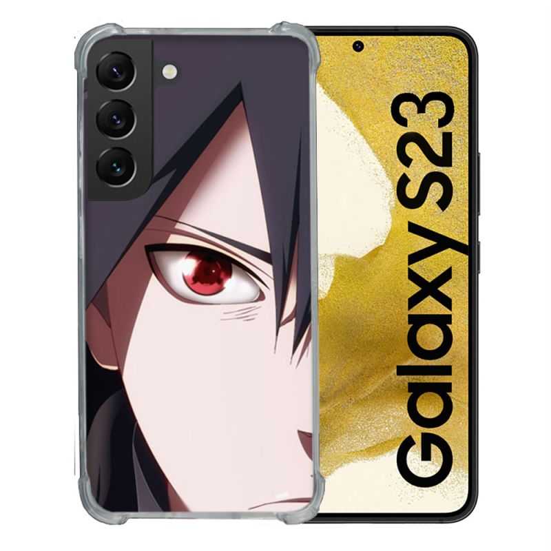 Coque Renforcée En Verre Trempé Pour Samsung Galaxy S23 Manga Naruto Sasuke visage