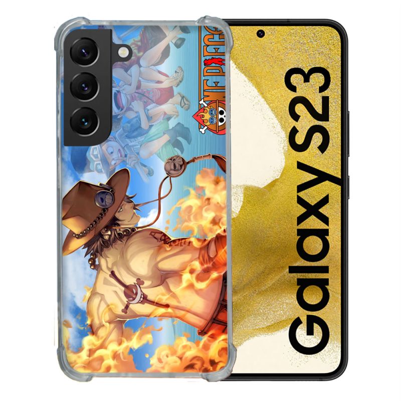Coque Renforcée En Verre Trempé Pour Samsung Galaxy S23 Manga One Piece Ace Color