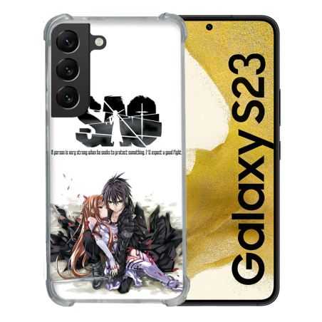 Coque Renforcée En Verre Trempé Pour Samsung Galaxy S23 Manga SAO sword Art Online Blanc