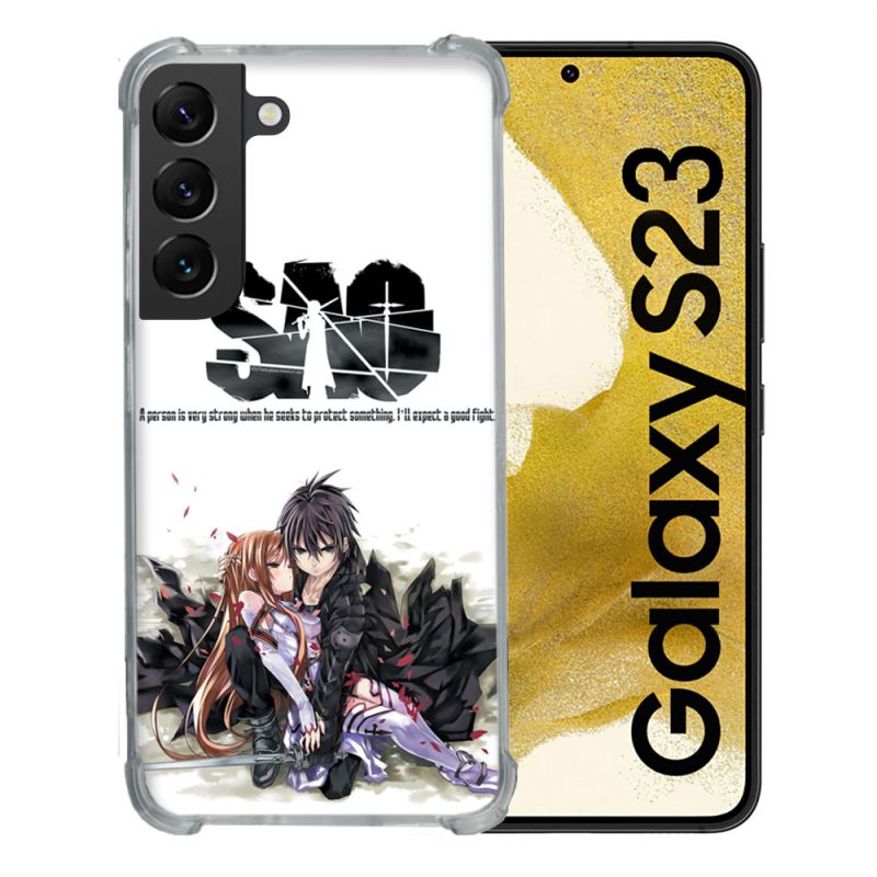 Coque Renforcée En Verre Trempé Pour Samsung Galaxy S23 Manga SAO sword Art Online Blanc