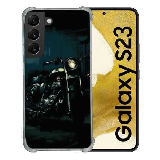 Coque Renforcée En Verre Trempé Pour Samsung Galaxy S23 Moto Harley Vintage